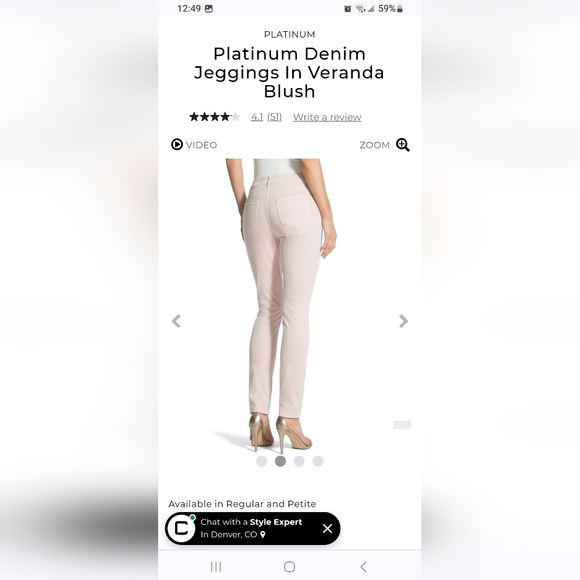 Chicos platinum jeggings in Veranda Blush - Picture 1 of 5